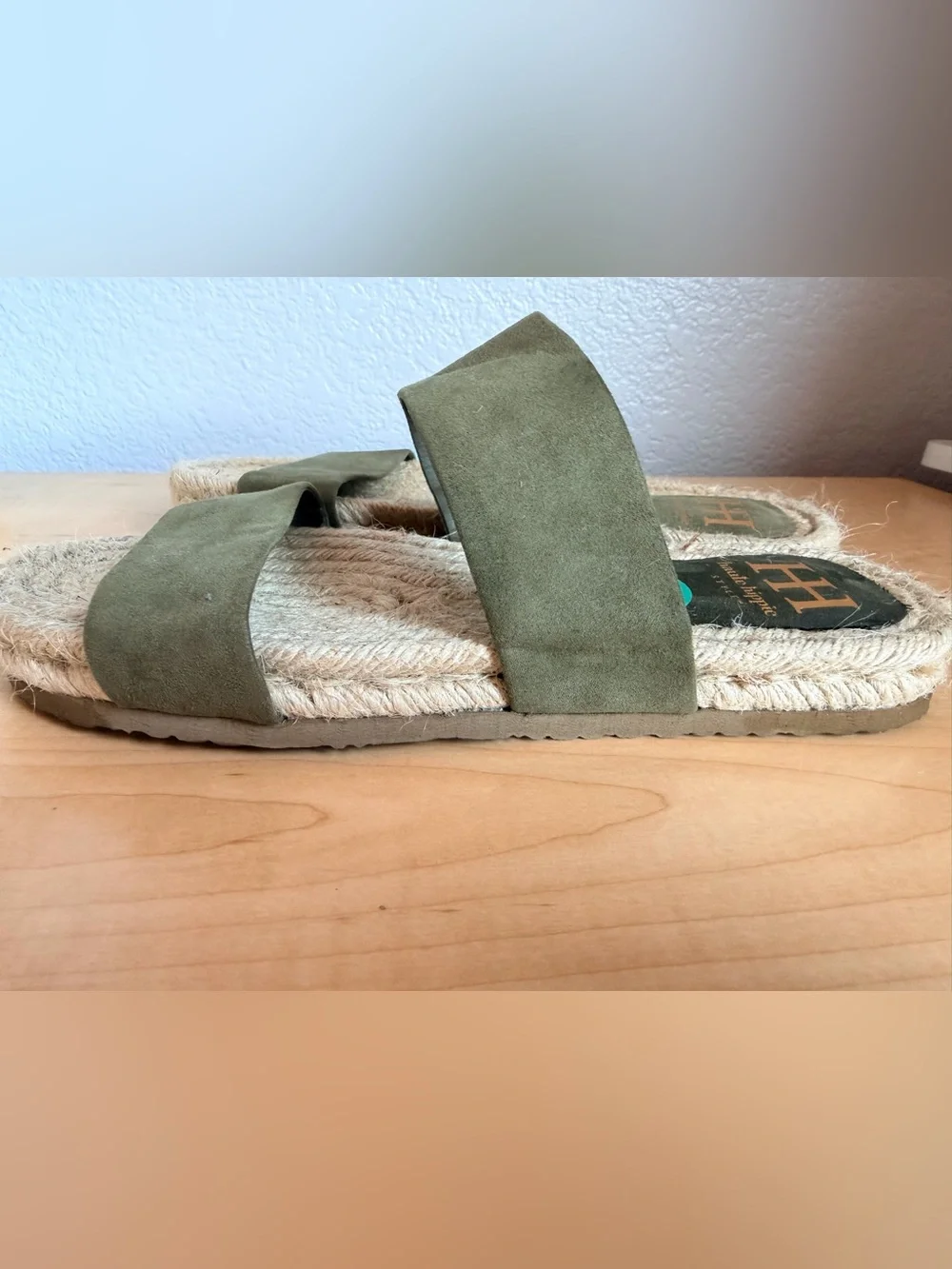 Haute Hippie Nori olive green suede double-strap espadrille sandals